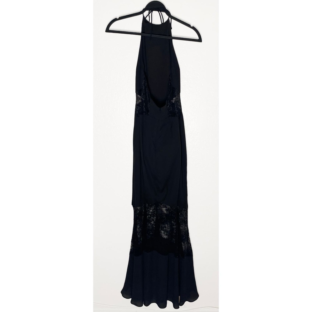 Womens Fame And Partners Chantilly Halter Floor Length Backless Black Lace Dress - Picture 6 of 13